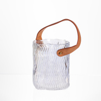 Ваза сумочка с ручкой 12×8.5×16 (см) декоративная стеклянная ваза для цветов 800 (мл) Прозрачный HP-19-154-3