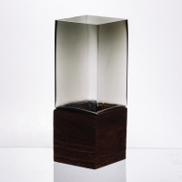 Стеклянная декоративная ваза квадратная, стильная ваза стекло с деревом для цветов прозрачная HP-32-8