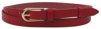 Узенький женский кожаный поясок, ремень Skipper, красный 1,5 см