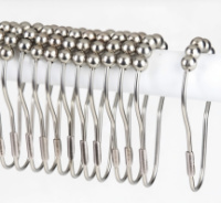 Кольца-крючки роликовые на шторку для ванной и душевой комнаты ролики на штору металлические, оттенок никель 12 штук