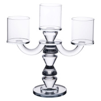 Канделябр на 3 свечи 22×9×23 см подсвечник декоративный стеклянный на ножке прозрачный HP-4-30