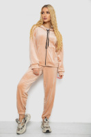 Спортивный костюм женский велюровый, цвет светло-бежевый, 238R107