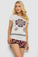 Піжама жіноча з принтом, колір молочний, 243R8301