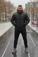 Комплект чоловічий Nike: куртка зимова «Frost» хакі-чорна + штани з тринитки утеплені чорні