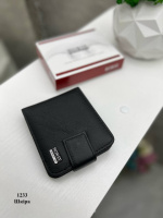 Чорний — натуральна шкіра — чоловічий гаманець на кнопці, у фірмовій коробці, 11,5 см х 9, 5 см (1233)