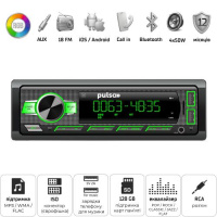Автомагнітола Pulso-110511:RGB, USB, FM, RCA, LCD-дисплей, 4х50 Вт, керування через Bluetooth