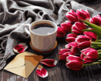 Картина за номерами «Тюльпани до кави-2» 40х50см
