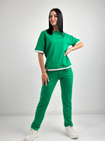 Літній трикотажний костюм-двійка «Summer» оптом | Норма і батал | Розпродаж моделі Зелений, 42-44