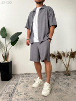 Комплект сорочка/шорти - Сірий - 42-082