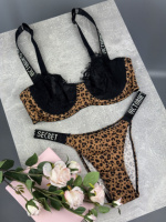 Комплект Victoria's Secret кружева  без пушапа леопардовый kk068