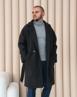 Пальто чоловіче сірого кольору довге осінь зима весна