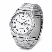Чоловічий годинник Casio MTP-V006D-7B з білим циферблатом та металевим браслетом