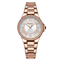 Жіночий наручний годинник Curren 9091 Rose Gold-White у класичному стилі з металевим браслетом