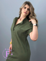 Жіноче лляне плаття літнє «Avrora» оптом | Батал 54-56, Хакі