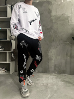 Костюм світшот штани чоловічий чорно-білий не утеплений