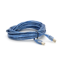 Кабель USB 2.0 RITAR AM/BM, 10m, 1 феррит, прозрачный синий