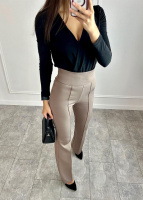 Довгі брюки з високою талією «Salvia» оптом | Батал 50, Мокко