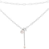 Серебряное колье CatalogSilver с натуральным жемчугом барочным, вес изделия 7,31 гр (2186779) 450 размер