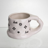 Чашка фарфоровая 500 (мл) оригинальная кружка на подарок чашка для чая и кофе Черный FM-11A