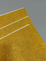 Фоамиран глиттерный с клеевой. Размер 20×30см. Цвет - золотой