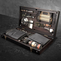 Набір шампурів та інструментів для приготування їжі на природі «Форсеті 2.0» в дерев’яному кейсі