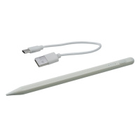 Стилус ёмкостный, высокоточный, активный со встроенной батареей, алюминиевый, со светодиодной индикацией, белый, с сенсорной кнопкой Вкл/Выкл