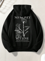 Чоловіче чорне стильне оверсайз худі з трендовим принтом