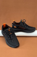 Кроссовки женские тексиль, цвет черно-оранжевый, 243RF58