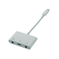 Адаптер переходник 3в1 Lightning to 2 Lightning/ Jack 3.5 white