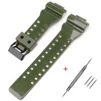 Ремінець для Casio G-Shock GA-100/110/120 Army Green-Glossy BK зелений полімерний