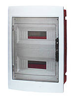 TENCE Щиток розподільчий (під автомати) модульний щит пластиковий корпус під 36 (18х2) автомата / модуля, прозора дверцята / білий корпус, що вбудовується