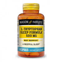 L-триптофан 500 мг, Формула для сна, L-Tryptophan Sleep Formula, Mason Natural, 60 капсул