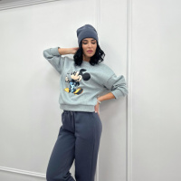 Двокольоровий спортивний костюм з шапкою «Minnie» оптом | Норма | Розпродаж моделі Графіт, 42-44