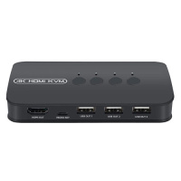 KVM свич переключатель, 4 порта, HDMI USB, кнопка
