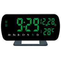 Годинник мережний VST-918-4, зелений, температура, USB