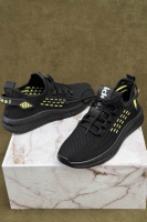 Кроссовки женские тексиль, цвет черно-желтый, 243RF58