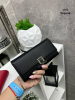 АКЦІЯ. Чорний - стильний та практичний, великий та вмісткий гаманець на кнопці  - 20х10 см (1352)