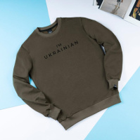 Світшот Pobedov 001 - I'M UKRAINIAN наклейка чорна Світлий хакі