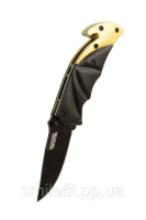 Ніж складаний MASTERTOOL «BULAT» 150х29х17 мм чорне нержавіюче лезо алюмінієва рукоятка стропоріз склобій 79-0121