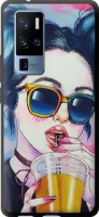 Чохол на телефон Vivo (Всі моделі) TPU чорний Глянсовий Art Girl з окулярами