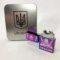 Дуговая электроимпульсная USB зажигалка Украина (металлическая коробка) HL-449. Цвет: хамелеон