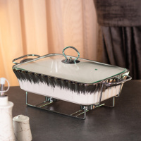 Мармітниця керамічна прямокутна 2 л зі скляною кришкою, хром