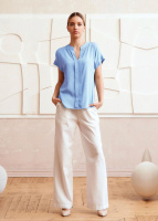 Однотонна літня блуза «Nice» оптом | Норма і батал | Розпродаж моделі Блакитний, 42-44