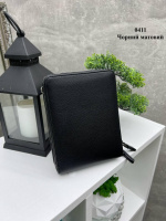 Чорний матовий - чоловіча сумочка на два відділення на блискавці (0411)