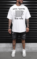 Футболка біла з мерчем | 58-040