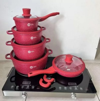 Набор кастрюль с гранитным антипригарным покрытием Higher Kitchen из 12 предметов Красный
