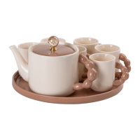 Чайний сервіз на 6 персон керамічний 8 предметів, мокко