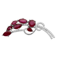 Серебряная брошка CatalogSilver с натуральным рубином (2173533)