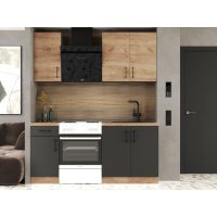 Кухня модульна Эверест Оптима набор №1 Дуб крафт золотой+Антрацит 1,8 м (без столешницы) (DTM-5690)