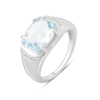 Срібне кільце SilverBreeze з натуральним топазом 3.988ct (2089674) 17.5 розмір